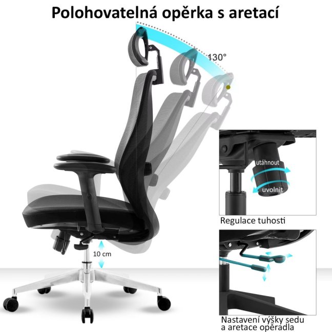 Kancelářská ergonomická židle Neoseat NICOLE — černá, nosnost 150 kg