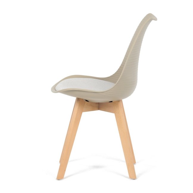 Jídelní židle ALETE — plast, samet, hnědá / bílá