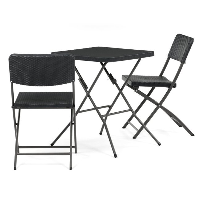Zahradní skládací set KARAKA 1 + 2 — kov, plast, šedá