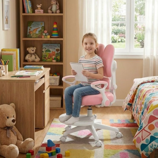 Dětská rostoucí židle Neoseat KIDDY TWO — látka, pratelný potah, růžová