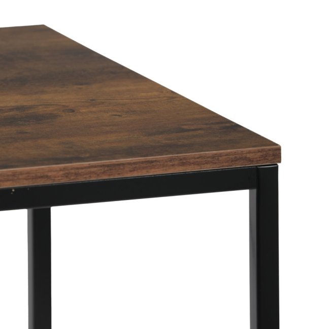 Psací stůl s regálem MOREL — kov, MDF, černá / dekor starého dřeva