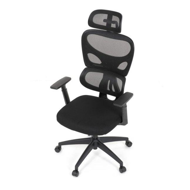 Kancelářská ergonomická židle GRANT — síť, látka, černá