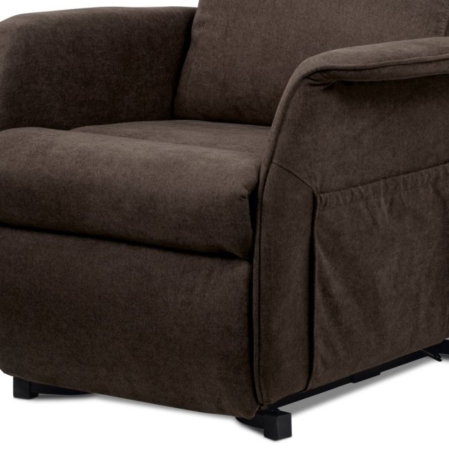 Relaxační TV křeslo ušák MILO s elektrickým polohováním — látka, hnědá
