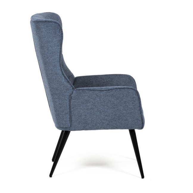 Relaxační křeslo ušák LOYD — látka, černá / modrá