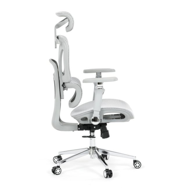 Kancelářská ergonomická židle PORTE — síťovina, šedá