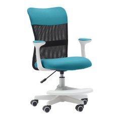 Dětská židle Neoseat MONKEY WHITE s podnoží — látka, bílá / tyrkysová