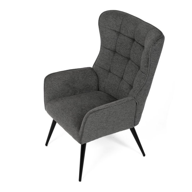 Relaxační křeslo ušák LOYD — látka, černá / šedá