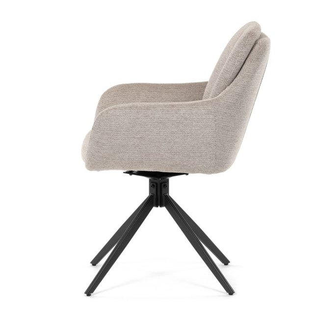 Jídelní otočné křeslo PAMELA — kov, látka, lanýžová