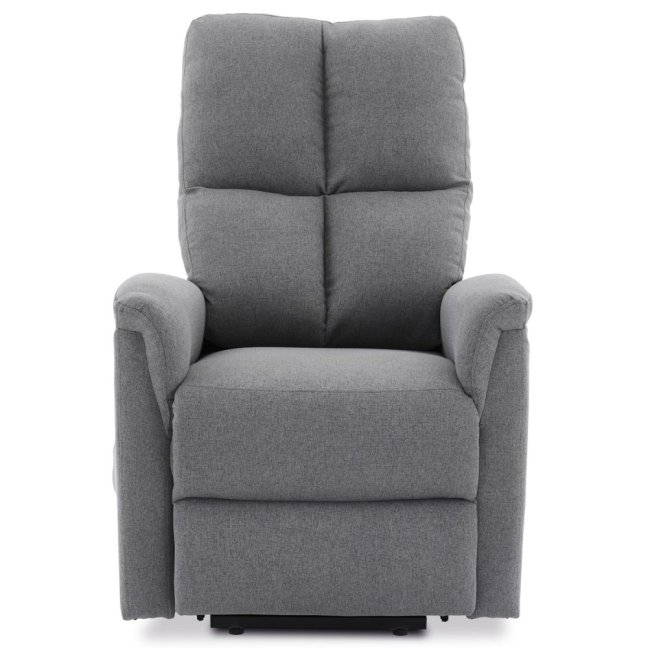 TV křeslo DAMIAN s elektrickým polohováním, masáží a vyhříváním — látka, šedá