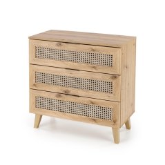 Komoda BORNEO II — lamino, umělý ratan, dub artisan