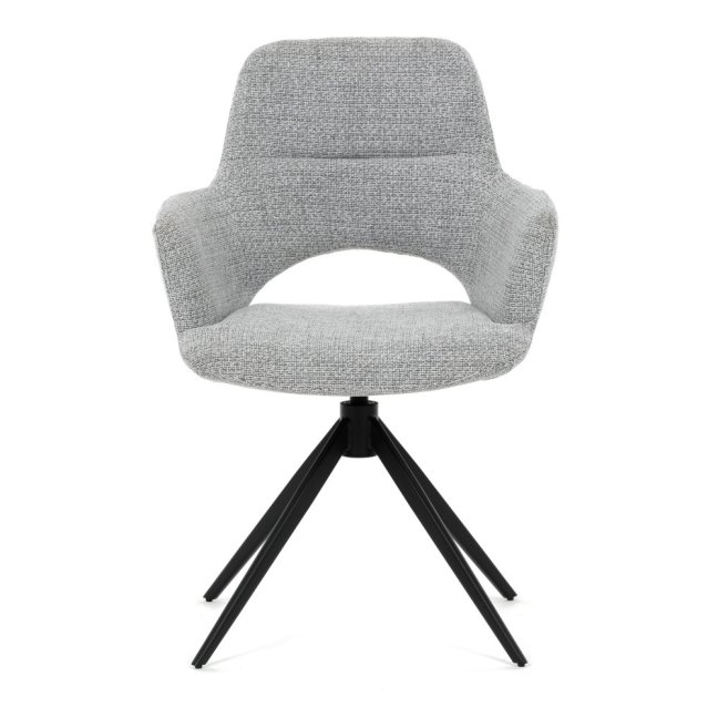 Jídelní otočné křeslo AMOS — kov, látka, šedá