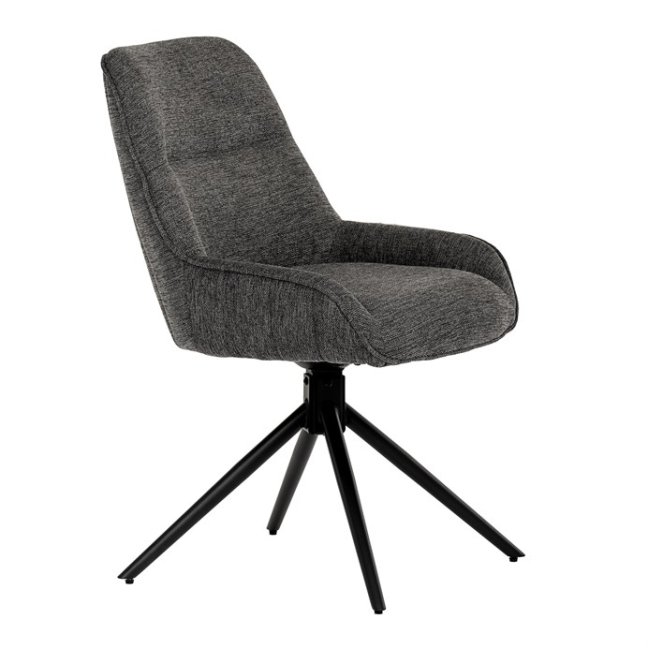 Jídelní otočná židle HESTON — kov, látka, šedá