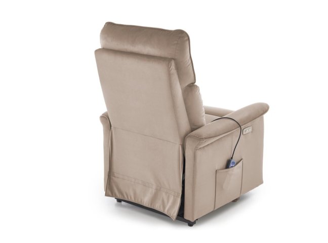 TV křeslo SEMIR II s elektrickým polohováním a masáží — látka, béžová