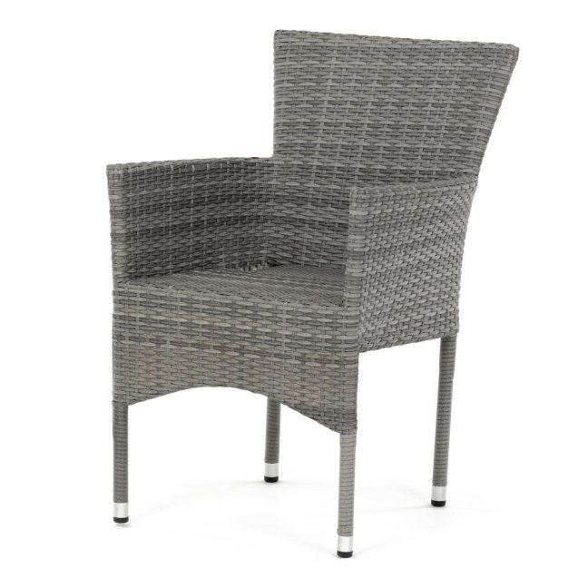 Zahradní křeslo BRIGITA — kov, umělý ratan, šedá