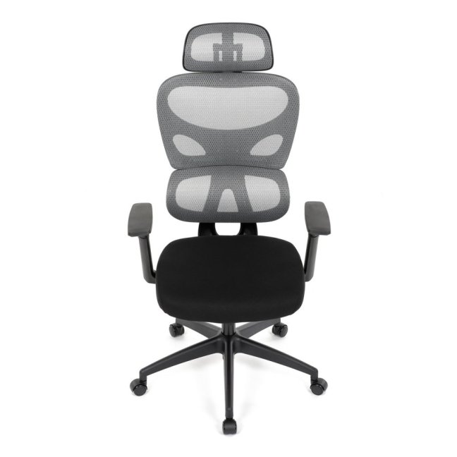 Kancelářská ergonomická židle GRANT — síť, látka, černá / šedá
