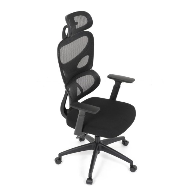 Kancelářská ergonomická židle GRANT — síť, látka, černá