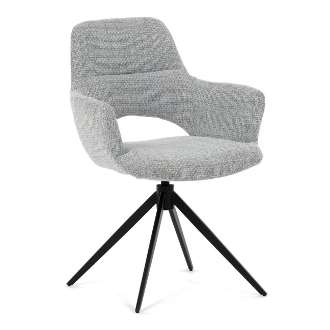 Jídelní otočné křeslo AMOS — kov, látka, šedá