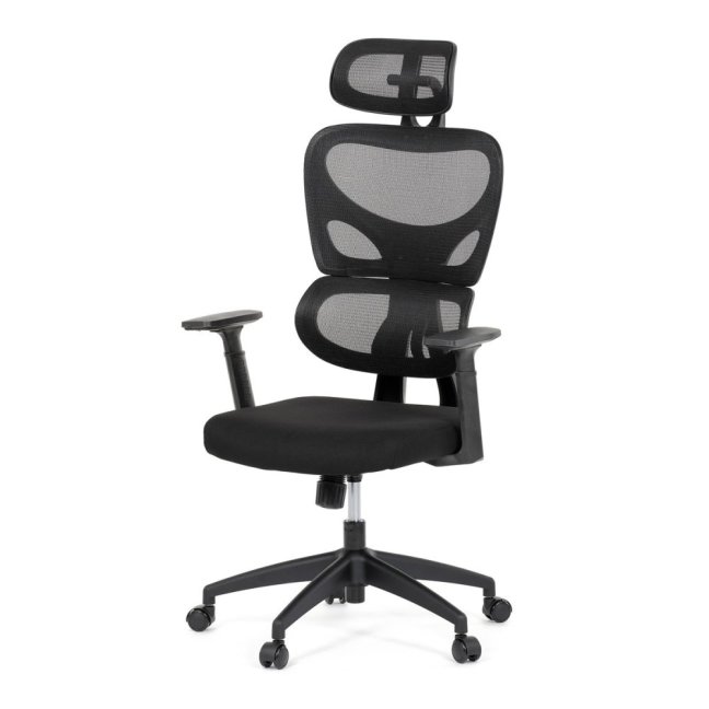 Kancelářská ergonomická židle GRANT — síť, látka, černá