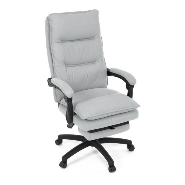 Kancelářské křeslo TITUS s podnožkou — látka, světle šedá