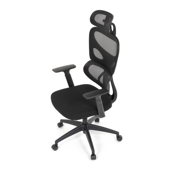 Kancelářská ergonomická židle GRANT — síť, látka, černá