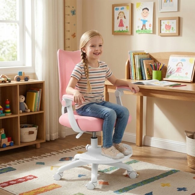 Dětská rostoucí židle Neoseat JUNI 022 — látka, pratelný potah, růžová