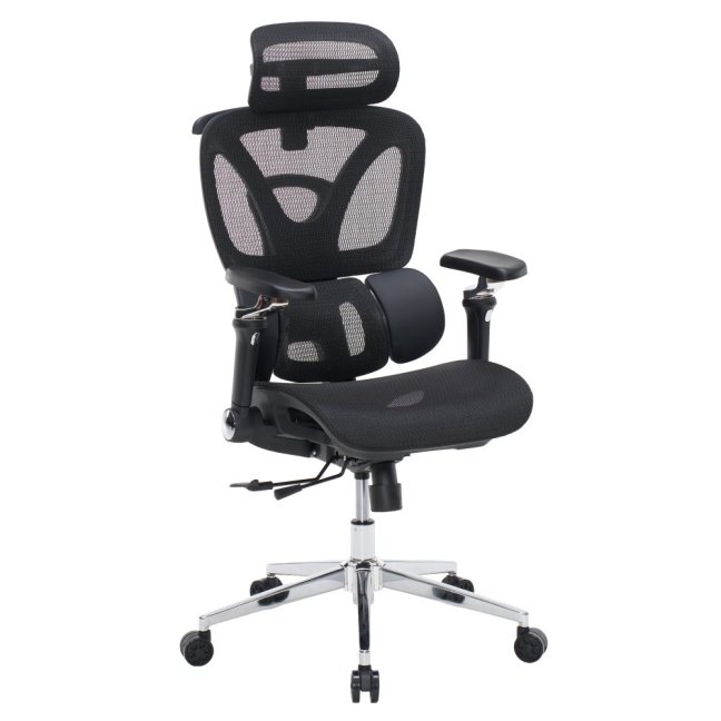 Kancelářská ergonomická židle PORTE II — síťovina, černá
