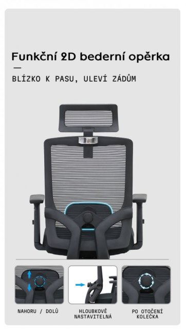 Kancelářská ergonomická židle Neoseat BRENDA — černá, nosnost 150 kg