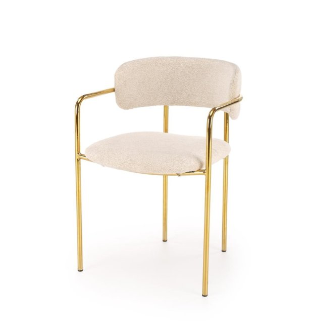 Jídelní křeslo LADONE — kov, látka, zlatá / krémová