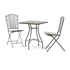 Zahradní set AVIGNON 1 + 2  — kov, kámen, mozaika, černá