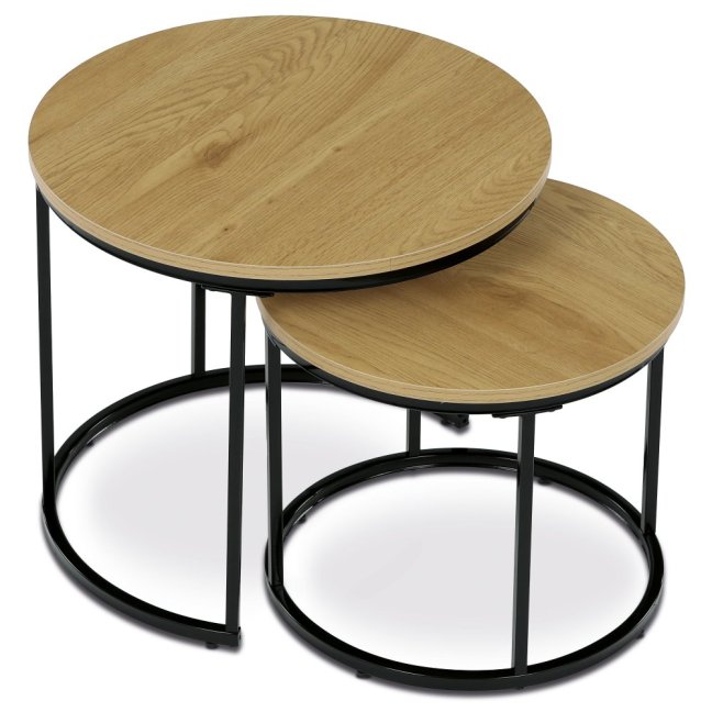 Set 2 konferenčních stolků XANDER — kov, MDF, černá / dekor divoký dub