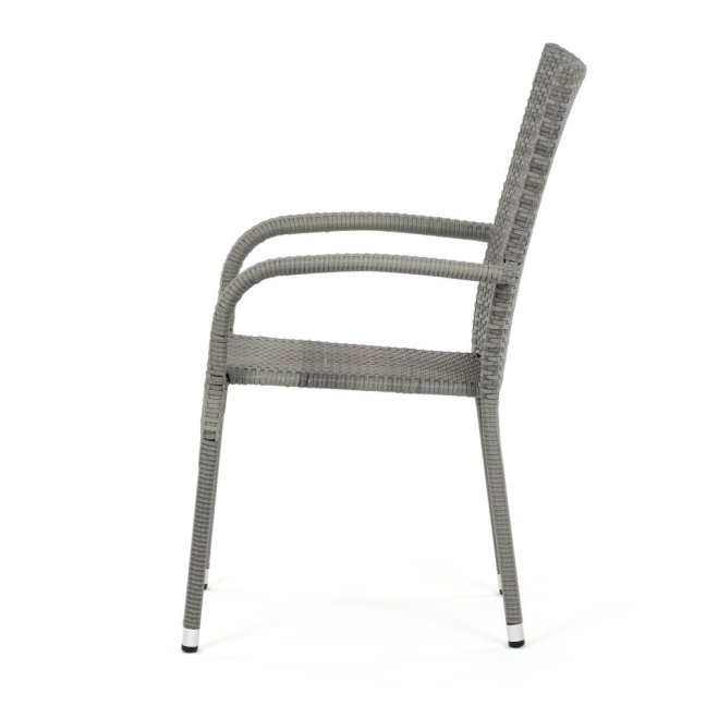 Zahradní křeslo SELEN — kov, umělý ratan, šedá