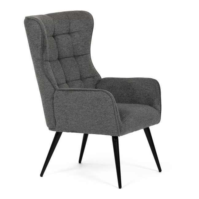 Relaxační křeslo ušák LOYD — látka, černá / šedá