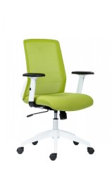 Kancelářská ergonomická židle NOVELLO WHITE — síť / látka, bílá / zelená