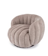 Otočné designové křeslo FRASER — látka, tmavě béžová