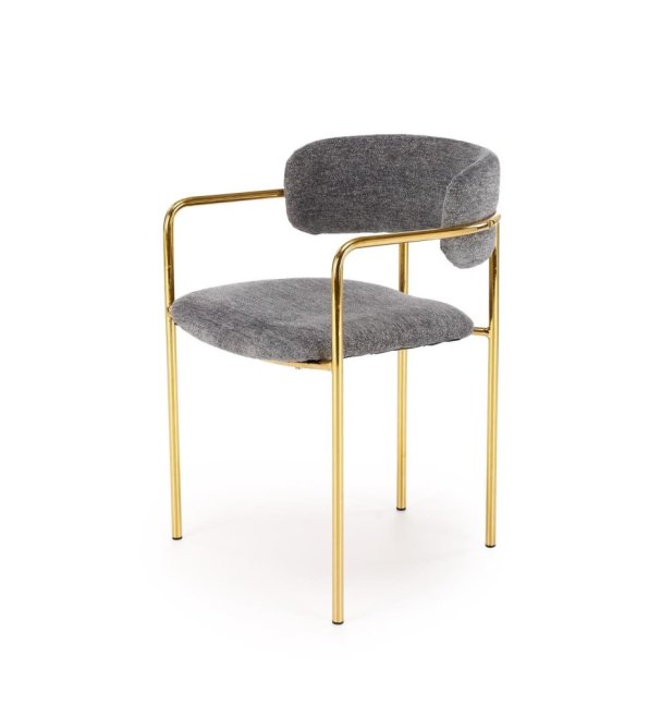 Jídelní křeslo LADONE — kov, látka, zlatá / šedá