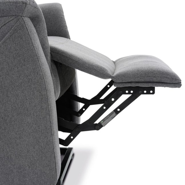 TV křeslo DAMIAN s elektrickým polohováním, masáží a vyhříváním — látka, šedá