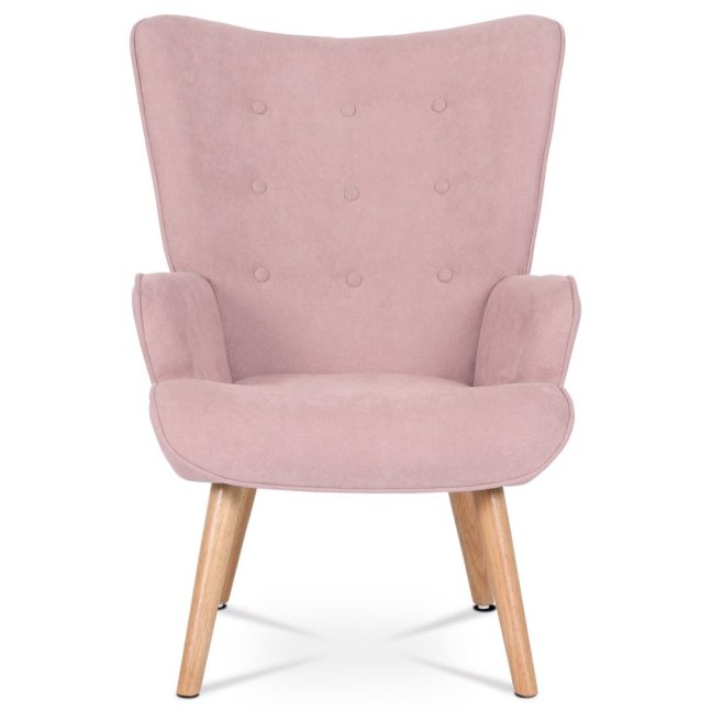 Relaxační křeslo ušák BETTY — masiv, látka, růžová