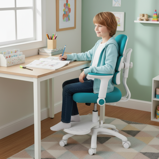 Dětská rostoucí židle Neoseat KIDDY THREE — látka, pratelný potah, tyrkysová