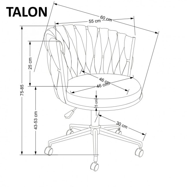 Kancelářská otočná židle TALON — látka, šedá