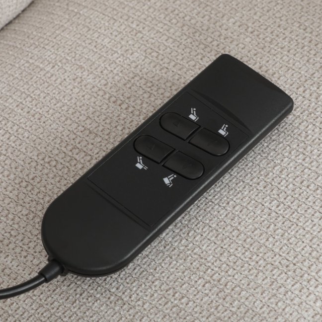 TV křeslo SAMUEL s elektrickým polohováním — 2 motory, látka, béžová, nosnost 150 kg