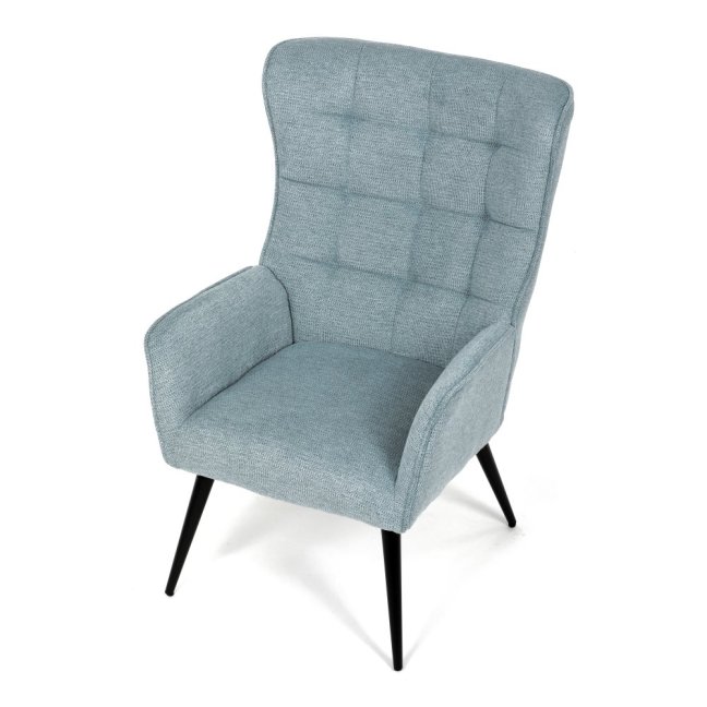 Relaxační křeslo ušák LOYD — látka, černá / mentolová