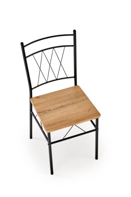 Jídelní set FAUST 4+1 — kov, MDF, černá / dekor dub