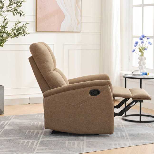 Relaxační polohovací TV křeslo ASTER — látka, hnědá