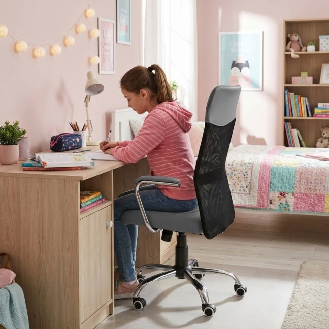 Dětská židle Neoseat TEENAGE — látka, černá / šedá