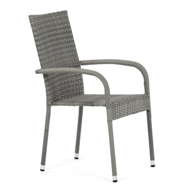 Zahradní křeslo SELEN — kov, umělý ratan, šedá