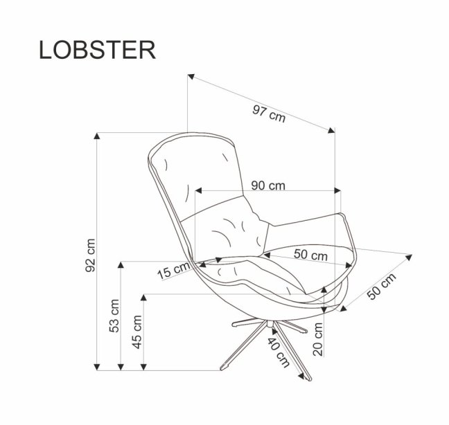 Relaxační křeslo LOBSTER — kov, látka, skořicová