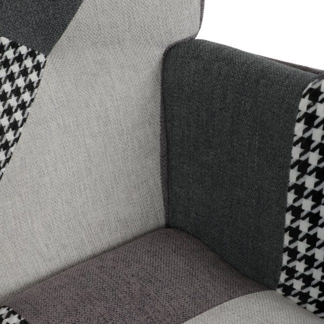 Houpací křeslo FABIAN II — látka, černobílý patchwork