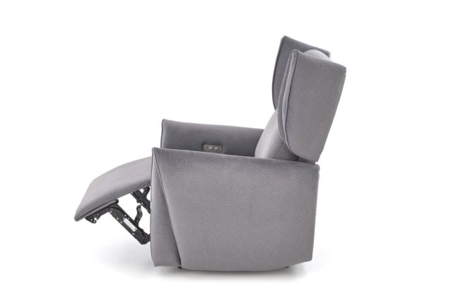 TV křeslo ušák GELATO s elektrickým polohováním — látka, šedá