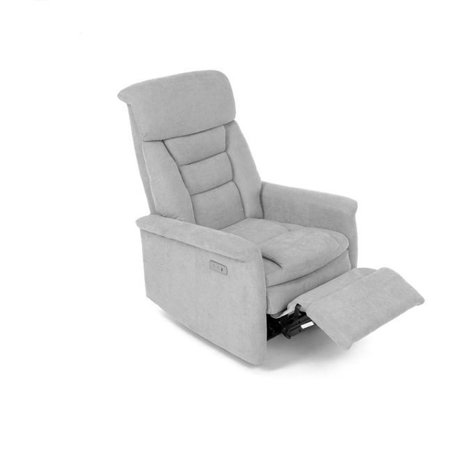 TV křeslo HUGO s elektrickým polohováním — látka, šedá