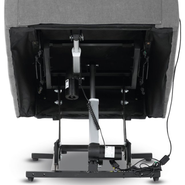 TV křeslo LIFTO s elektrickým polohováním — 2 motory, látka, šedá, nosnost 150 kg
